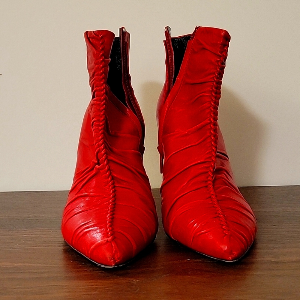 Vintage Red Celine Ankle Boots